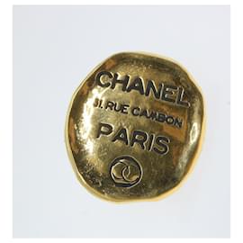 Chanel-CHANEL Brinco Cambon Metal Tom Dourado CC Auth bs9649-Outro