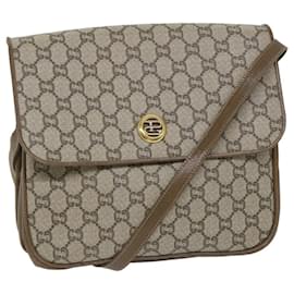 Gucci-GUCCI GG Plus Supreme Shoulder Bag PVC Leather Beige Auth th4169-Beige