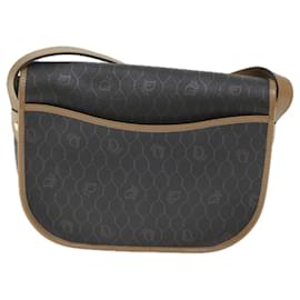 Christian Dior-Christian Dior Honeycomb Canvas Shoulder Bag PVC Leather Black Auth cl795-Black