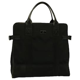 Gucci-GUCCI Chain Hand Bag Nylon Black 115517 auth 58800-Black