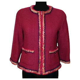 Chanel-Chanel 14A RASPBERRY JACKET & MATCHING BLOUSE SET FR 38-Multiple colors