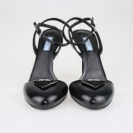 Prada-Black Round Toe Ankle Strap Sandals-Black