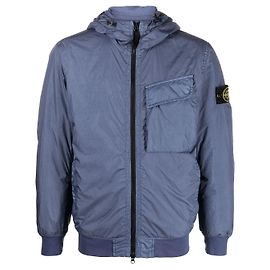 Stone Island Giubbotto imbottito con cappuccio. CRINKLE REPS R-NY Blu chiaro
