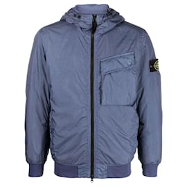 Stone Island-Padded jacket with hood. CRINKLE REPS R-NY-Light blue