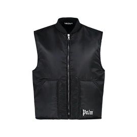 Palm Angels Geschwungene Logo-Weste Schwarz Schwarz