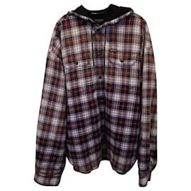 Balenciaga-Balenciaga Checkered Hooded Shirt in Multicolored Cotton-Multiple colors