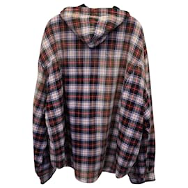 Balenciaga-Balenciaga Checkered Hooded Shirt in Multicolored Cotton-Multiple colors