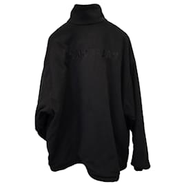 Balenciaga-Balenciaga Zip-Up High Neck Jacket in Black Polyester-Black