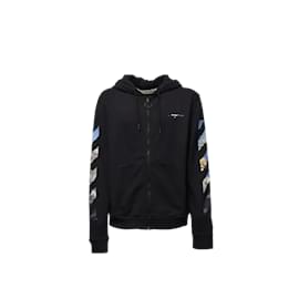Autre Marque-Diag colored arrow zip hoodie-Black