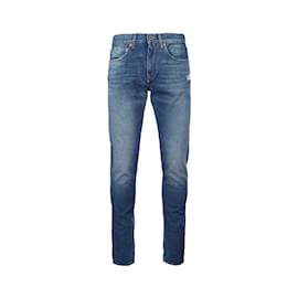 Autre Marque-Diag jeans slim lavagem azul médio-Azul