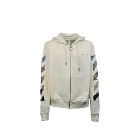 Autre Marque-Diag colored arrow zip hoodie-White