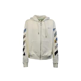 Autre Marque-Diag colored arrow zip hoodie-White