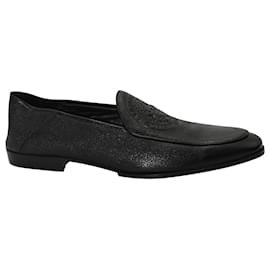 Balmain-Balmain Embossed Loafers In Black Leather-Black