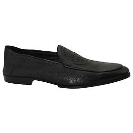 Balmain Mocassins Embossé En Cuir Noir Noir