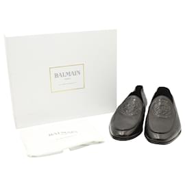 Balmain-Balmain Mocassins Embossé En Cuir Noir-Noir