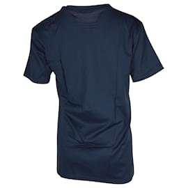 Balmain-Balmain Embroidered Motif T-shirt in Navy Blue Cotton-Blue