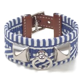 Hermès-Hermes Rivale Cavale Bracelet Canvas Bracelet in Good condition-Blue