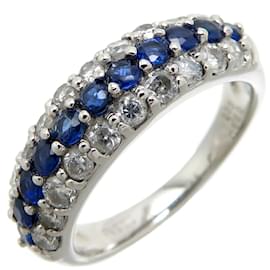 & Other Stories-Platinum Sapphire & Diamond Ring-Blue