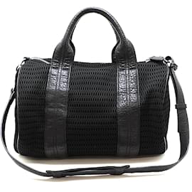 Alexander Wang-Leather & Fabric Crochet Rocco Bag-Black