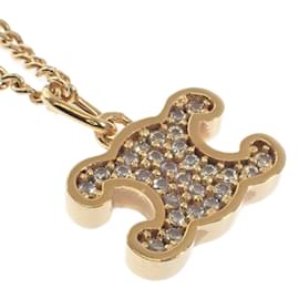 Céline-Celine Triomphe Studded Pendant Necklace  Metal Necklace 460GB6BZI.35OR in Excellent condition-Golden