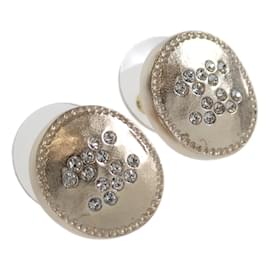 Chanel-CC Round Studded Earrings-Golden