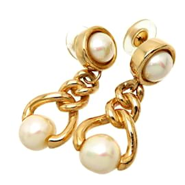Dior-aretes con perlas-Dorado