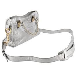 Balenciaga-Balenciaga Silver Mini Motocross City Giant 21 Satchel-Silvery