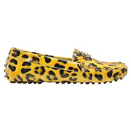 Roberto Cavalli Yellow & Black Leopard Print Loafers Yellow