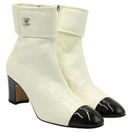 Chanel-Cream & Black Two Tone Ankle Boots-Other