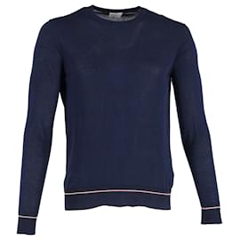 Moncler-Moncler Round-Neck Sweatshirt in Navy Blue Cotton-Navy blue