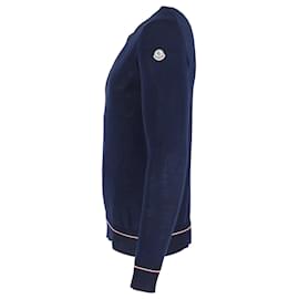 Moncler-Moncler Rundhals-Sweatshirt aus marineblauer Baumwolle-Marineblau