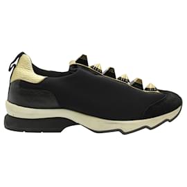 Fendi-Black Mixed Stud Sneakers-Black