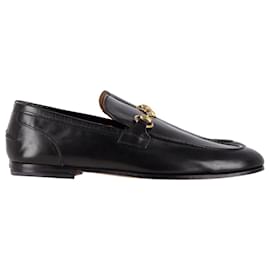 Gucci-Gucci Jordaan Horsebit Loafers in Black Calfskin Leather-Black