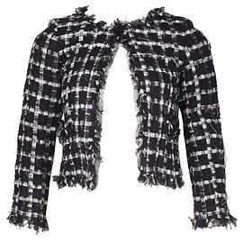 Chanel Giacca in tweed e pizzo bianco e nero Nero