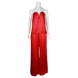 Autre Marque-MICHAEL LO SORDO Red Bustier Top and Wide Leg Pants Set-Red