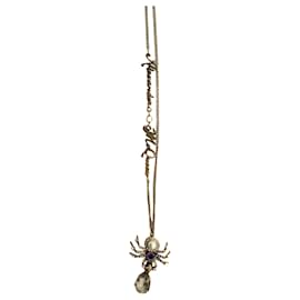 Alexander Mcqueen-Signature Beetle Necklace -Golden,Metallic