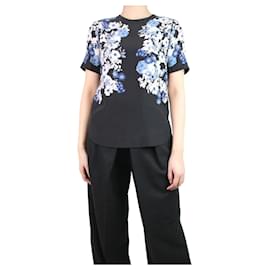 Erdem-Top nero con stampa floreale - taglia UK 8-Nero