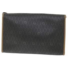 Christian Dior-Christian Dior Honeycomb Canvas Shoulder Bag PVC Leather Black Auth cl790-Black