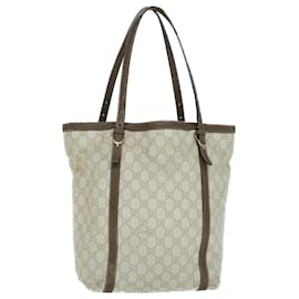Gucci-GUCCI GG Supreme Tote Bag PVC Leather Beige 336777 Auth th4158-Beige