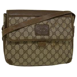 Gucci-GUCCI GG Canvas Shoulder Bag PVC Leather Beige Auth 57669-Beige