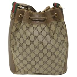 Gucci-GUCCI GG Supreme Web Sherry Line Shoulder Bag Beige Red 41 02 034 auth 58704-Red,Beige