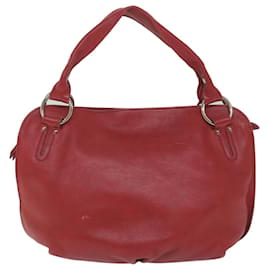 Céline-CELINE Shoulder Bag Leather Red Auth 58409-Red