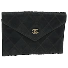 Chanel-CHANEL Pouch Nylon Black CC Auth bs9657-Black