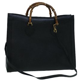 GUCCI Sac à main en bambou Cuir 2façon noir 002 853 0259 Ep d'authentification1951 Noir