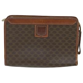 Céline-CELINE Macadam Canvas Clutch Bag PVC Leather 2Set Brown Auth ar10789-Brown