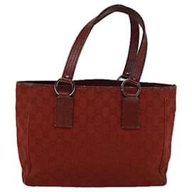 Gucci-GUCCI GG Canvas Hand Bag Red 113019 auth 56624-Red
