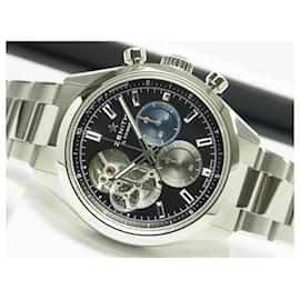 Zénith-ZENITH Chrono Master eröffnet 39.5 MM schwarzes Zifferblatt 03.3300.3604/21.M3300 Originalware Mens-Silber