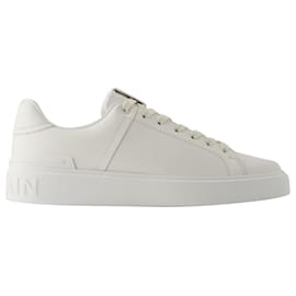 Balmain-B-Court Sneakers - Balmain - Leather - White-White