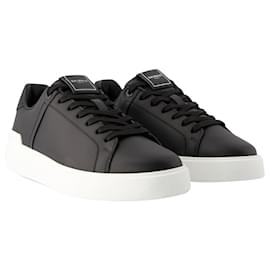 Balmain-B-Court Sneakers - Balmain - Leather - Black-Black