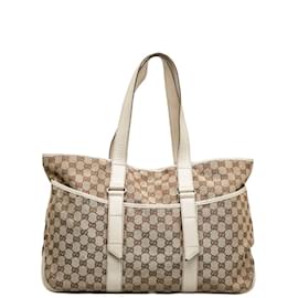 Gucci-GG Canvas Tote Bag 153238-Brown